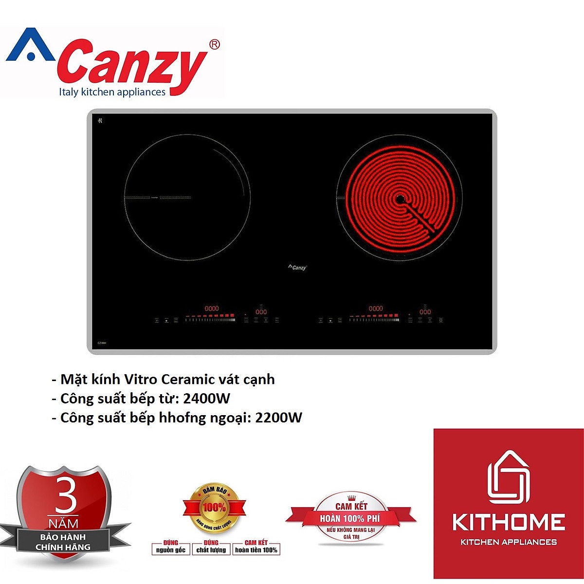 Combo Bếp điện từ Canzy CZ 08H + Attomat Cao Cấp - Hàng Chính Hãng