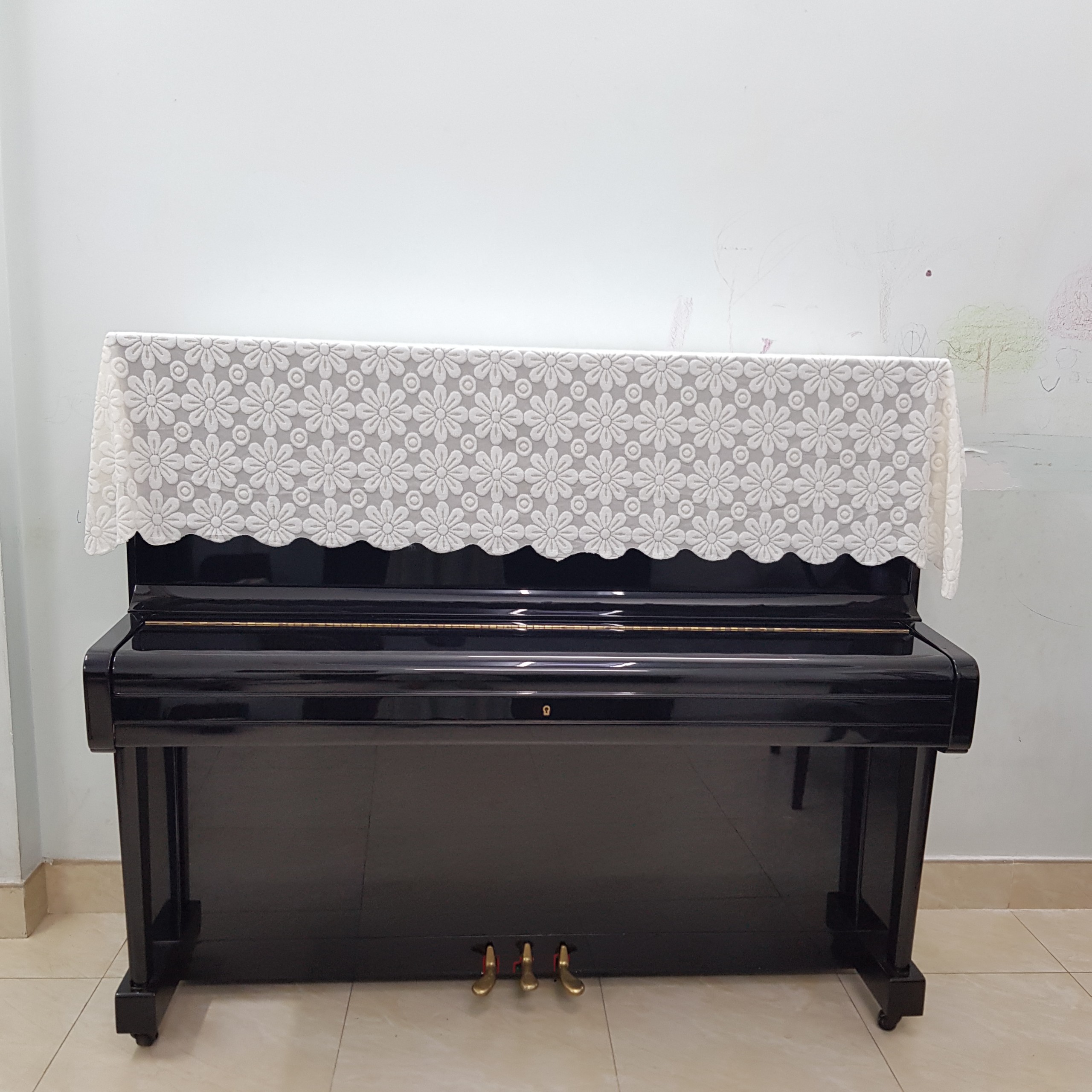 Khăn phủ đàn Piano Hoa Cúc Trắng