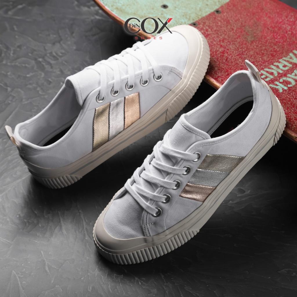 Giày Sneaker Bata Vải Canvas Nữ DINCOX C20 Nữ Tính Sang Trọng Methalic White