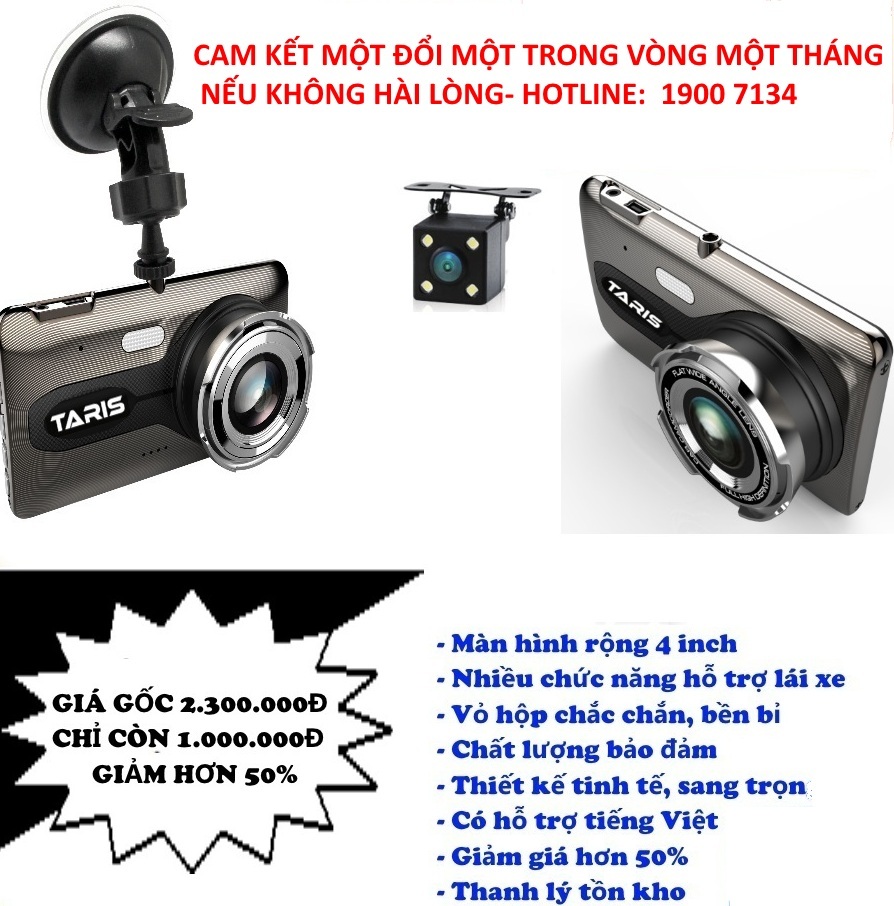 Camera hành trình Ô tô tự lắp dễ dàng Taris TA9 chính hãng - Full HD 1080p - cảnh báo va chạm - Gsensor - ghi hình ngược sáng - thẻ nhớ 32BG