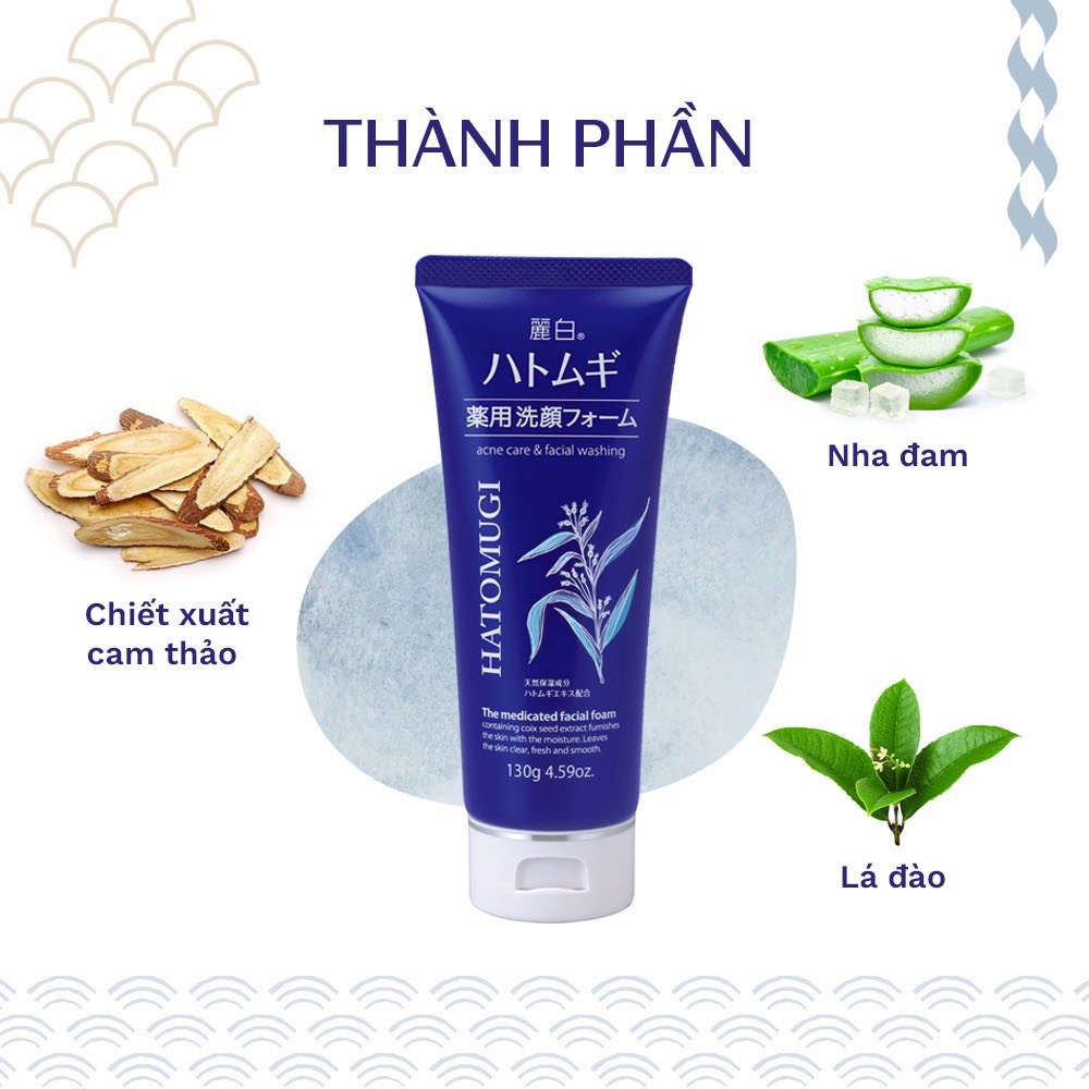 [REIHAKU HATOMUGI] Sữa Rửa Mặt Ngăn Ngừa Mụn, Thu Nhỏ Lỗ Chân Lông Và Cân Bằng Độ Ẩm  Acne Care & Facial Washing (130g)