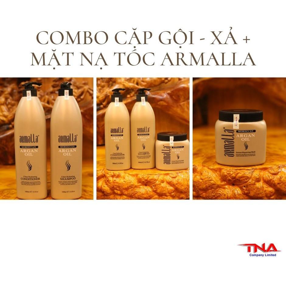 COMBO GỘI - XẢ + MẶT NẠ TÓC ARMALLA ARGAN OIL TÁI TẠO, PHỤC HỒI CHUYÊN SÂU 500ML