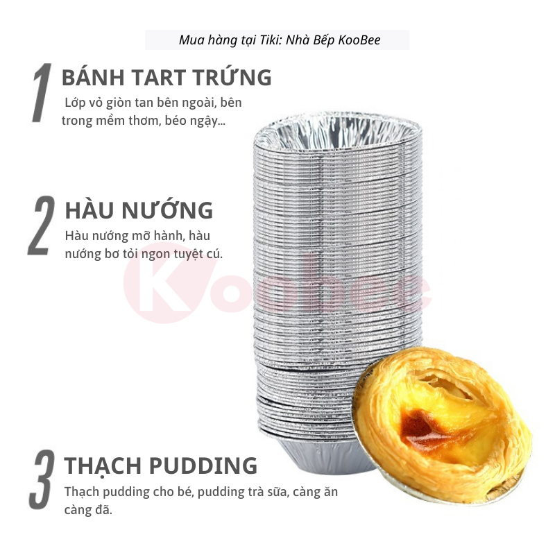 Combo 20-100 khuôn bánh tart trứng, nướng hàu, làm thạch - Khuôn thiếc đồ nướng KooBee (LB01)