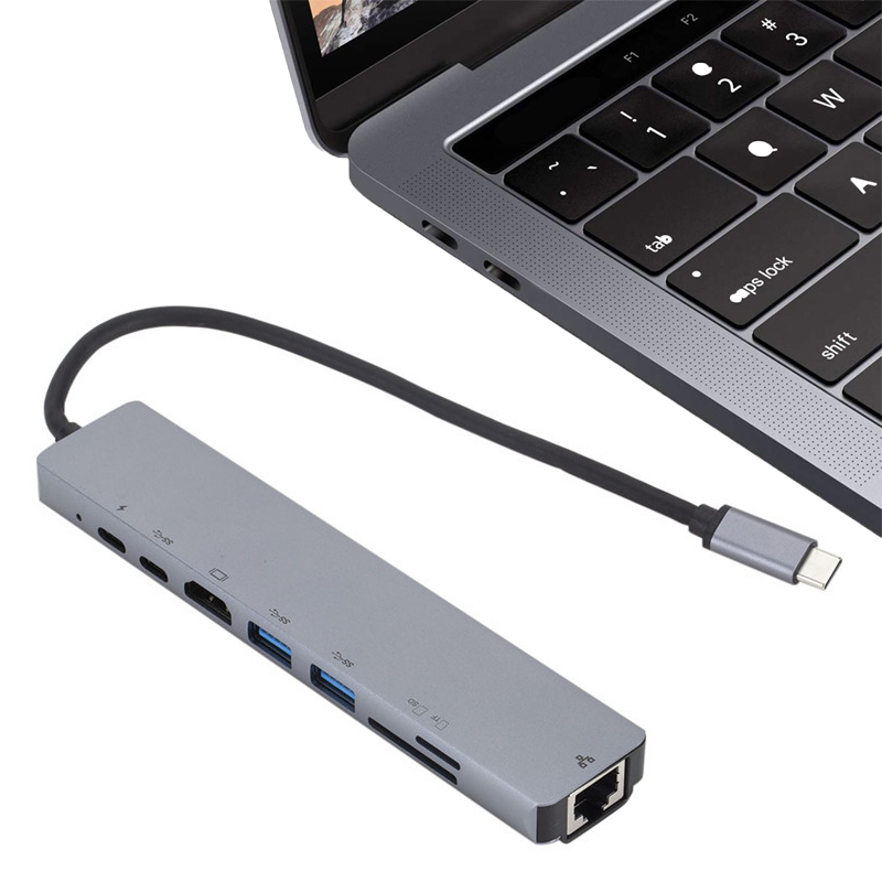 Hub USB Type-c cho Samsung Dex, Macbook - HDMI, Ethernet, USB3.0, Type-c - 8in1