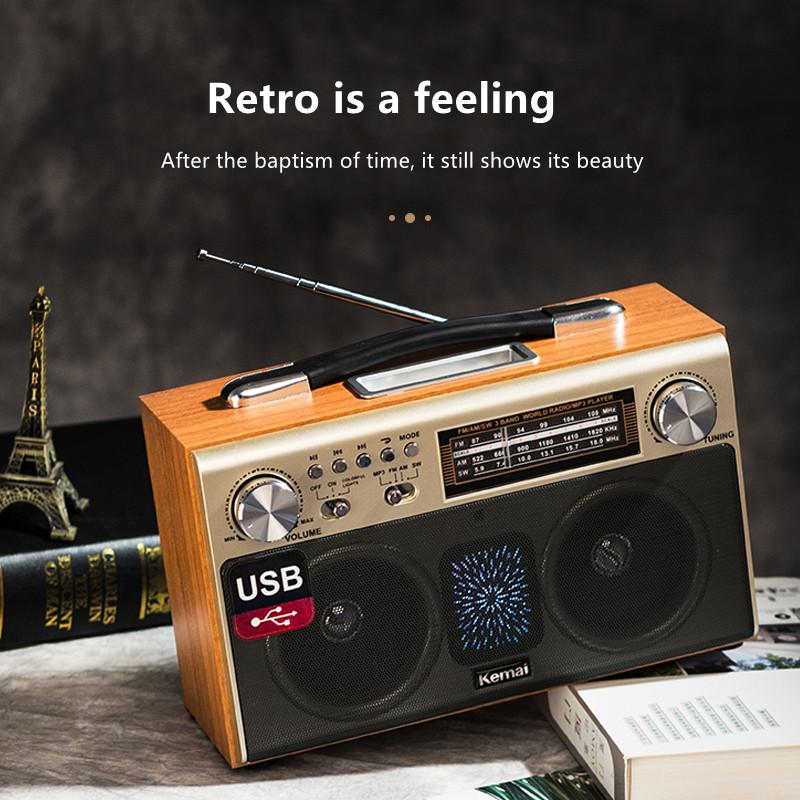 Loa bluetooth không dây kiểu cổ điển bằng gỗ di động chất lượng cao tại nhà ba băng tần đài FM loa siêu trầm điện thoại di động thẻ TF USB Màu sắc: Gỗ