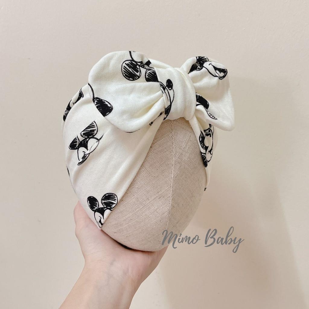 Mũ nón turban cho bé gái họa tiết chuột mickey 5-10kg mimo baby MTB32