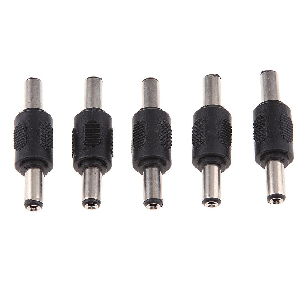 5 Pack DC Power Adapter 5.5x2.1mm Male to Male Plug Connector Converter