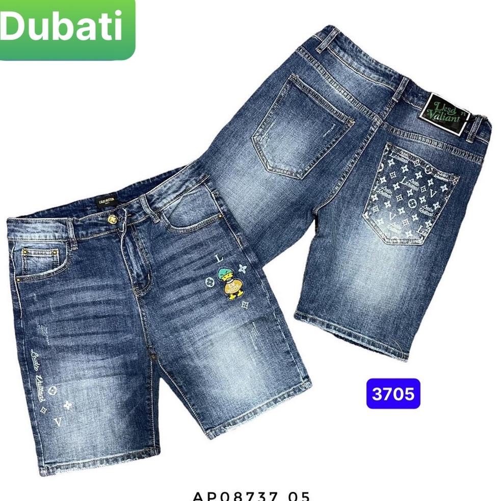 QUẦN SỌT SHORT LỬNG JEAN NAM CHẤT BÒ XANH THÊU L.V. NHẬT BẢN HOT TREND MỚI 2022 DB-3705 DUBATI FASHION