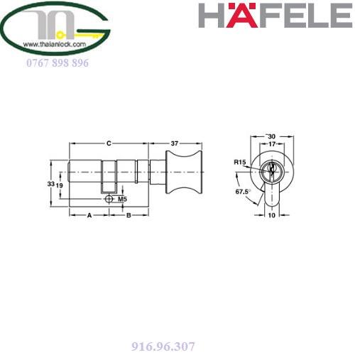 Ruột khóa 60mm đầu vặn đầu chìa Hafele 916.96.307