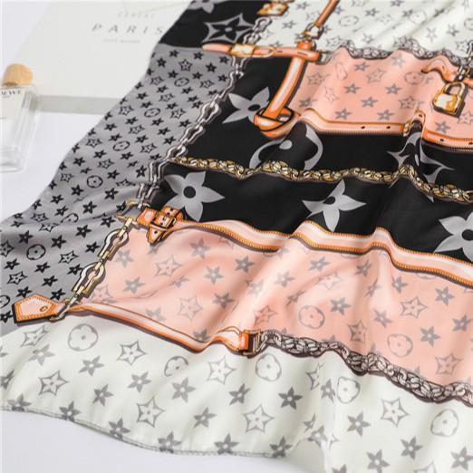 Khăn Lụa Vuông Làm Aó Yếm, Quàng Đầu Hottren Họa Tiết Hoa Năm Cánh - Chất Liệu Chiffon - 90x90cm - Mã KL055