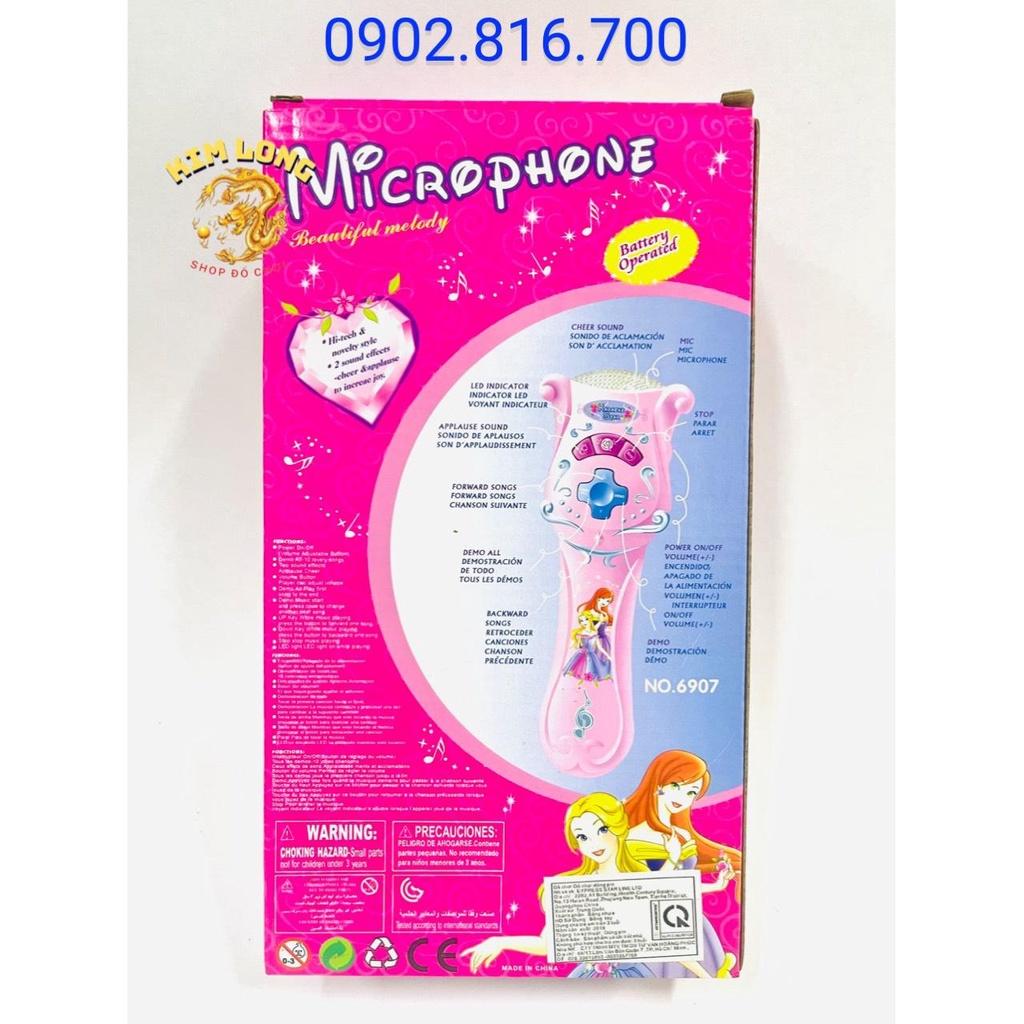 Đồ chơi Micro không dây màu hồng dùng pin cho bé hát Karaoke vui nhộn 6907