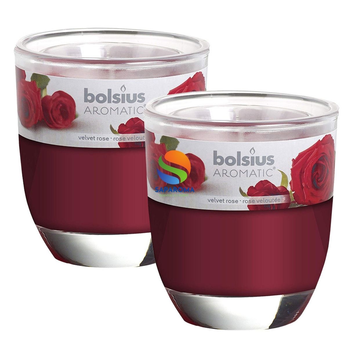Combo 2 ly nến thơm tinh dầu Bolsius Velvet Rose 105g - hoa hồng nhung, nến trang trí, thơm phòng, thư giãn, Hỗ trợ khử mùi