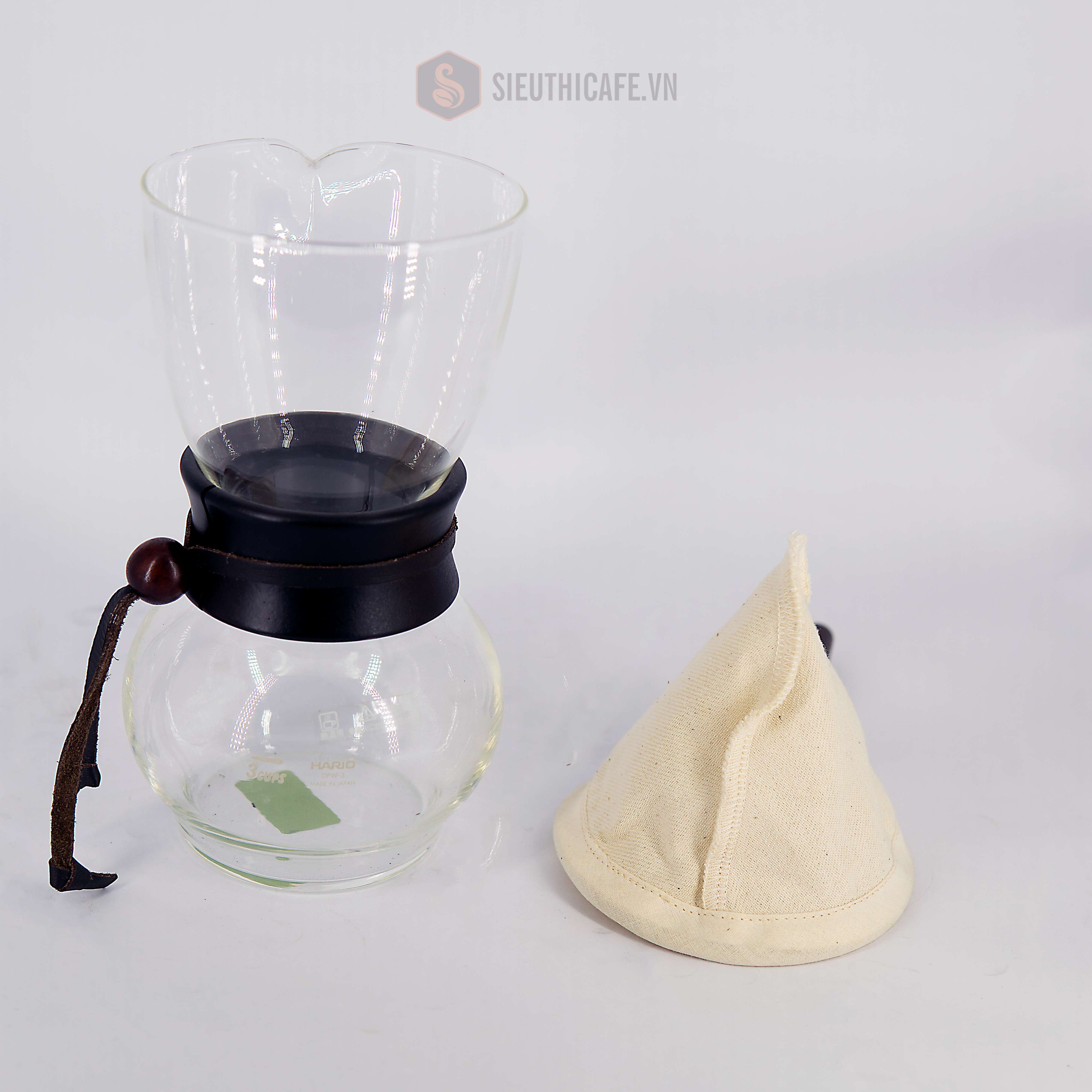 BÌNH LỌC CÀ PHÊ CỔ GỖ Ô-LIU HARIO DRIP POT WOOD NECK NATURAL WOOD DPW-3 3-4 LY