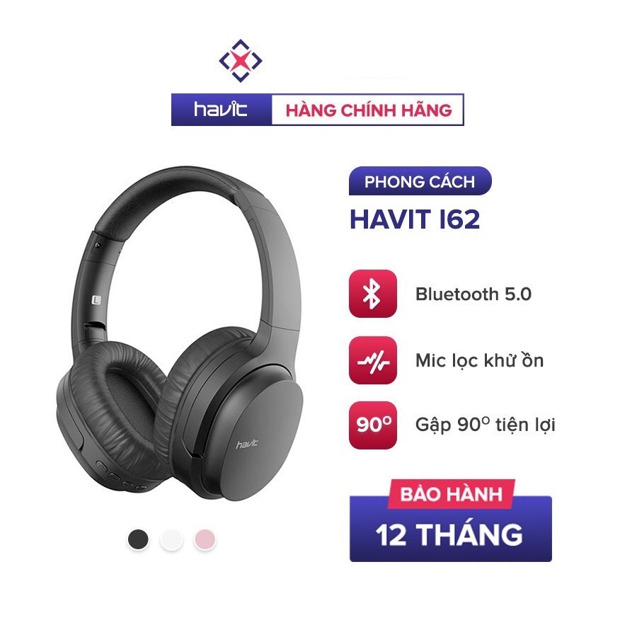 Tai Nghe Bluetooth Headphone HAVIT i62, Driver 40mm, Bluetooth 5.0, Nghe Đến 8H, Gập Gọn 90 - Hàng Chính Hãng