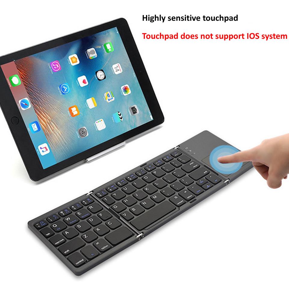 Bluetooth Keyboard Wireless Three-folding Mini Keyboard with Touchpad for Tablet Phone Computer