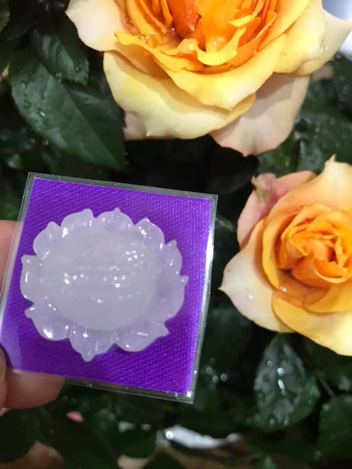 MẶT DÂY CHUYỀN BÔNG SEN TRẮNG TINH BÓNG ĐẸP 100% ĐÁ CẨM THẠCH TỰ NHIÊN NỮ MỆNH KIM THỦY 28MM