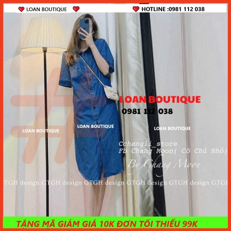 VÁY JEAN SUÔNG VẠT BẦU phom rộng basic dễ mặc -