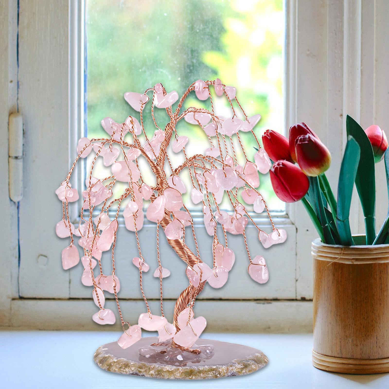 2PCS Natural Multi Stone Money Tree Handmade Ornament for Table Decorations