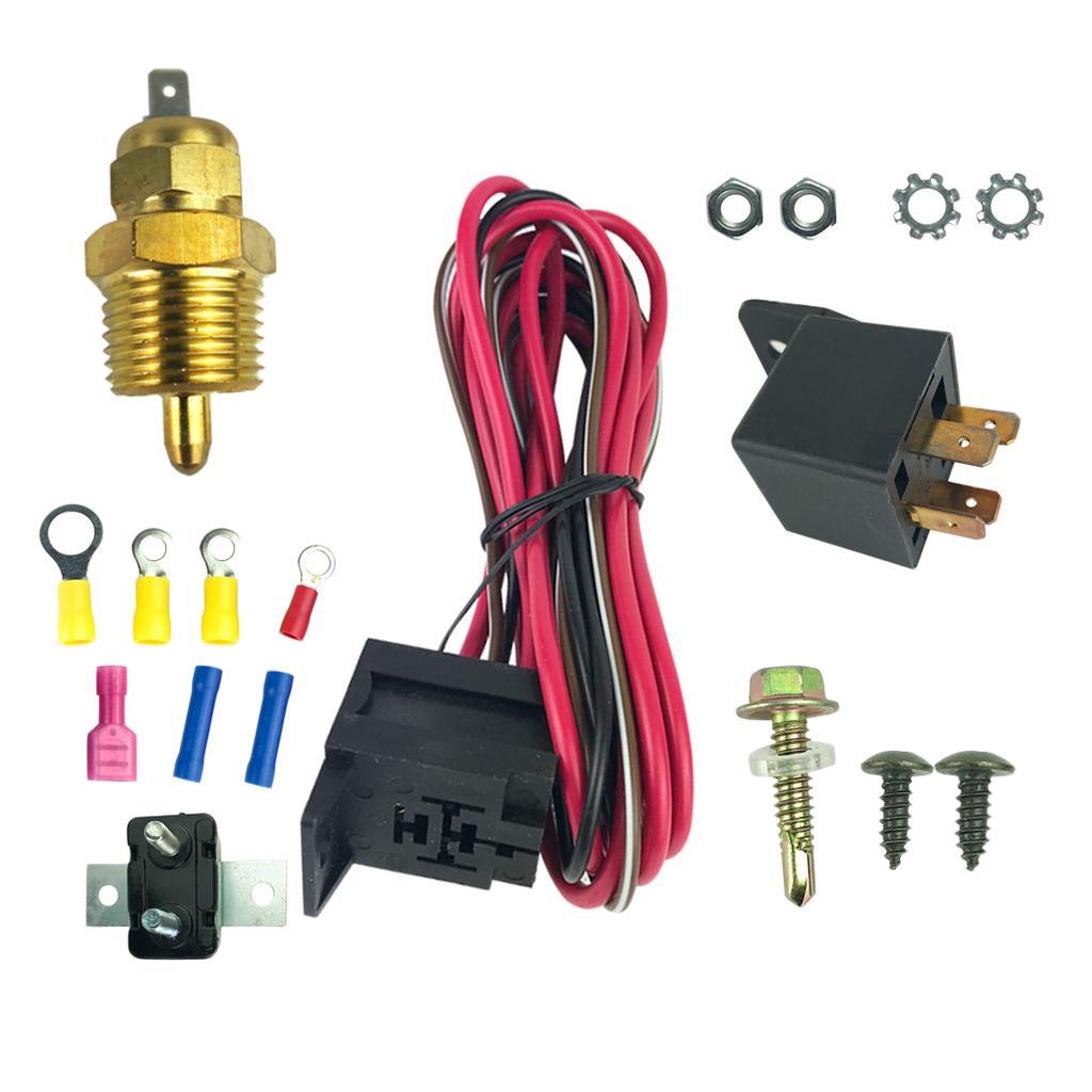 New Electric Cooling Fan Wiring Install Kit 185/165 Thermostat 50 Amp Relay.
