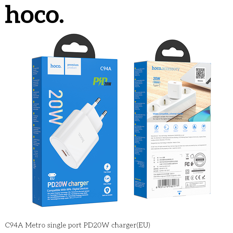 Cốc Sạc Nhanh Hoco. Dành Cho C94A PD20W Cổng Sạc Type-C Hàng Chính Hãng