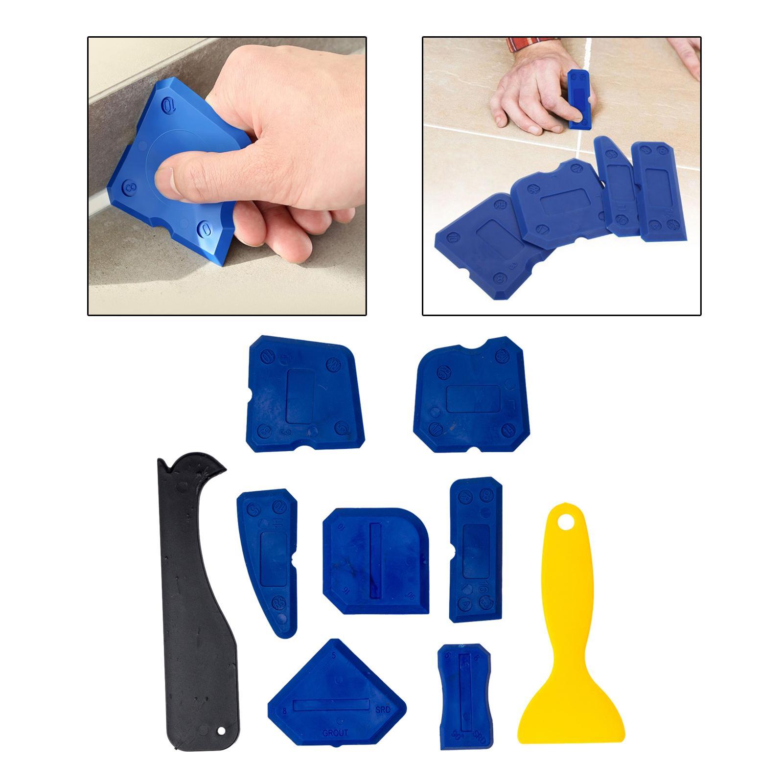 9Pcs Caulking Tool Grout Removal Tool Seam Finishing Tool Glue Corner Replaceable Pads Joint Sealant Sealing for Floor Sink Windows