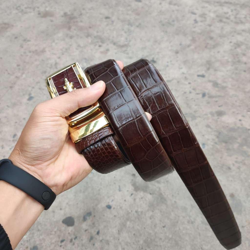 Nịt da cá sấu BẢN LỚN phù hợp bụng bia. Da bụng vân đẹp nhẹ nhàng!