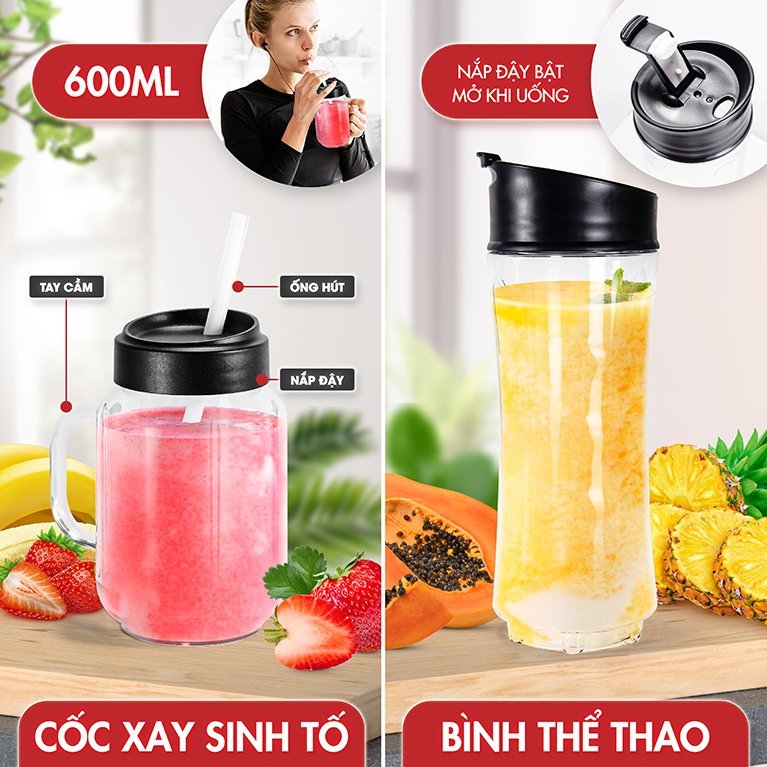 Máy xay sinh tố , máy xay thịt cầm tay, tặng kèm 3 cối xay hàng chính hãng