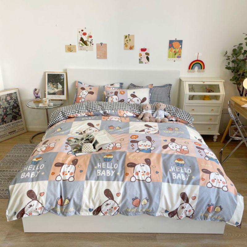 Bộ chăn ga gối cún Cotton Poly cao cấp LEEBedding, chăn ga Hàn Quốc, miễn phí bo chun drap ga giường theo yêu cầu