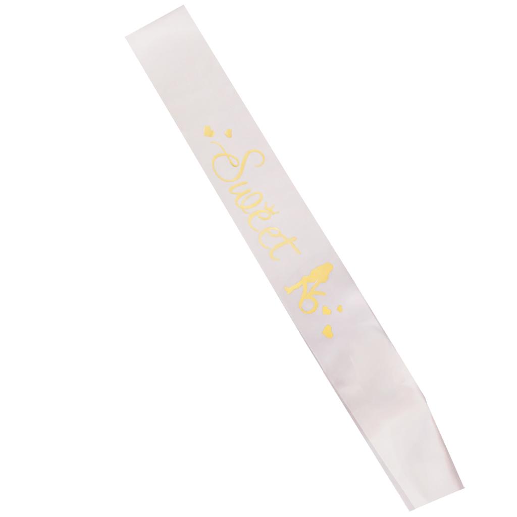 Sweet 16 Girls Birthday Satin Sash Birthday Girls Sash Ribbon  White