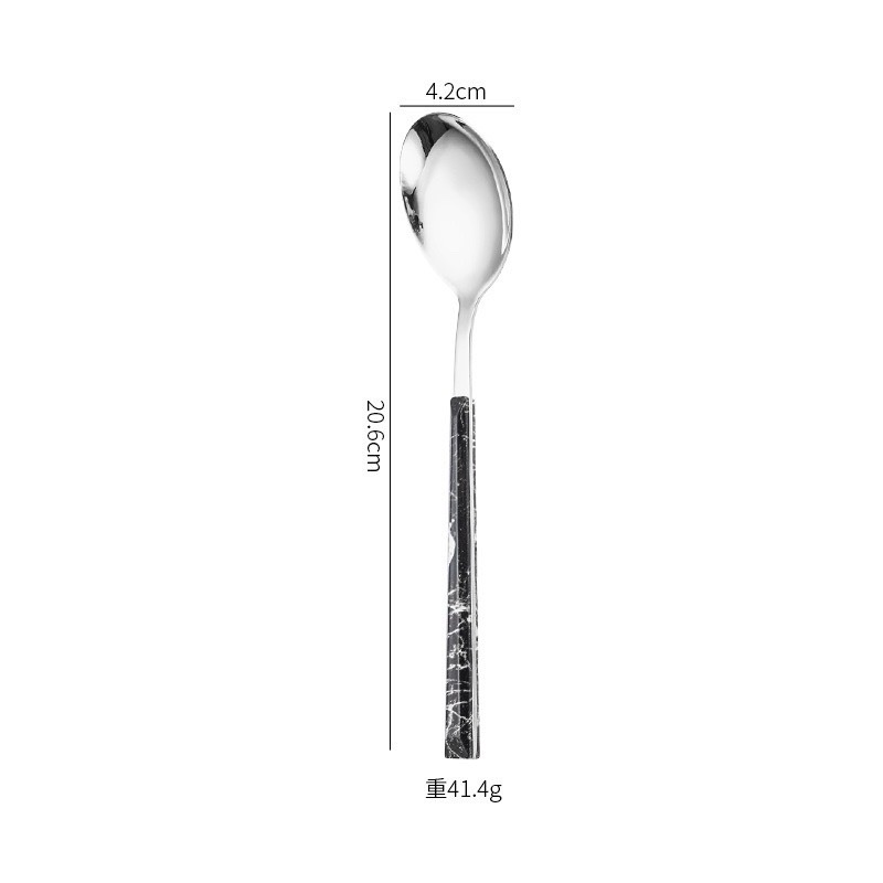 Hộp 6 muỗng vân đá inox sang trọng , muỗng ăn decor trang trí bàn ăn