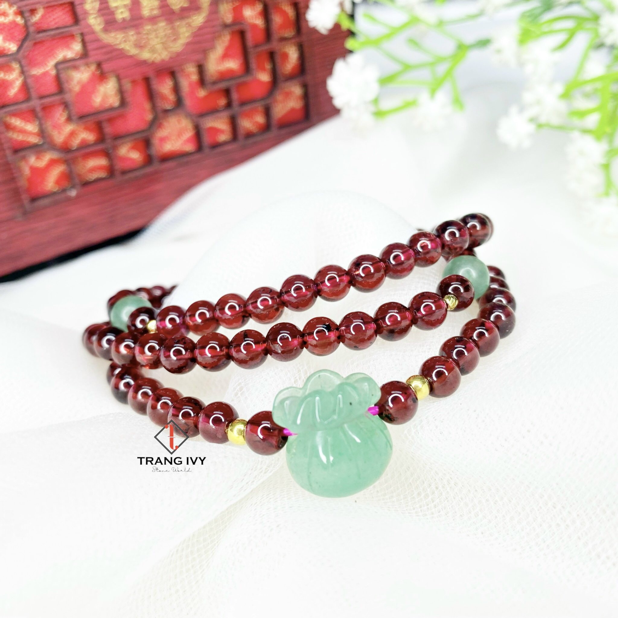 Chuỗi Vòng Tay Garnet Mix Túi Tiền Đá Aven