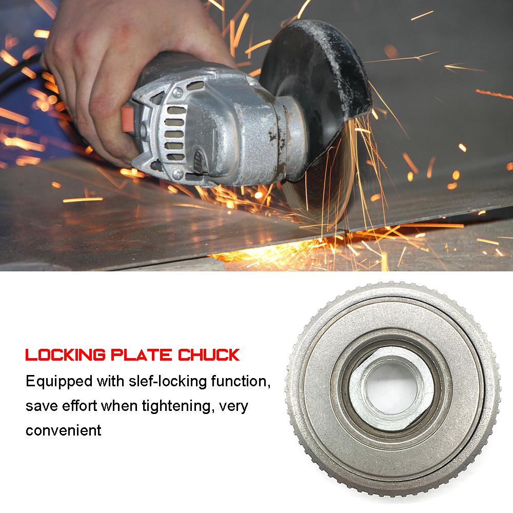 Locking Plate Chuck Quick Clamping Device for M14 1200W 125mm Polishing Disc Angle Grinder with 11000r/min Angular Speed