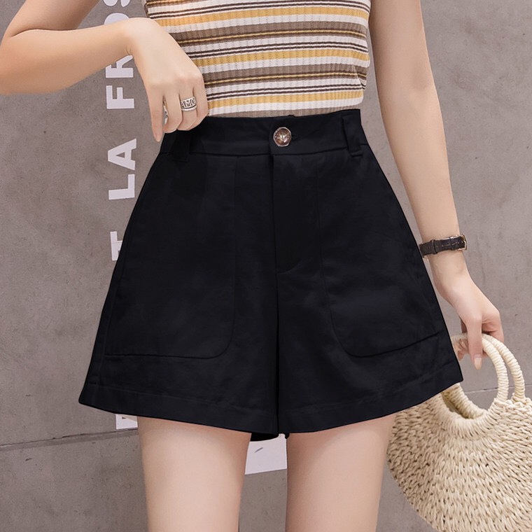 Quần short nữ ống rộng lưng cao có túi rộng độc đáo siêu xinh, quần đùi ngắn bigsize chất vải kaki cao cấp mặc ở nhà đi chơi dạo phố vào mùa hè