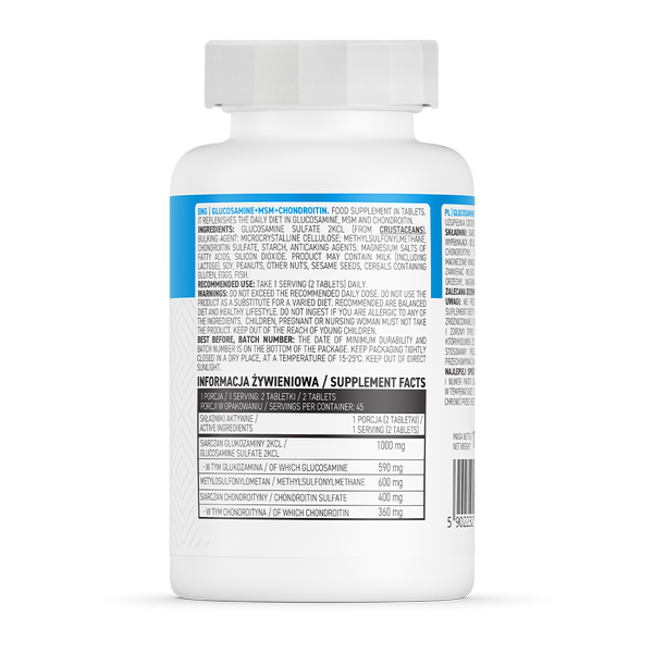 Glucosamine + MSM + Chondroitin Ostrovit (90viên)  - Hỗ trợ tăng dịch nhầy cho xương khớp và tái tạo sụn
