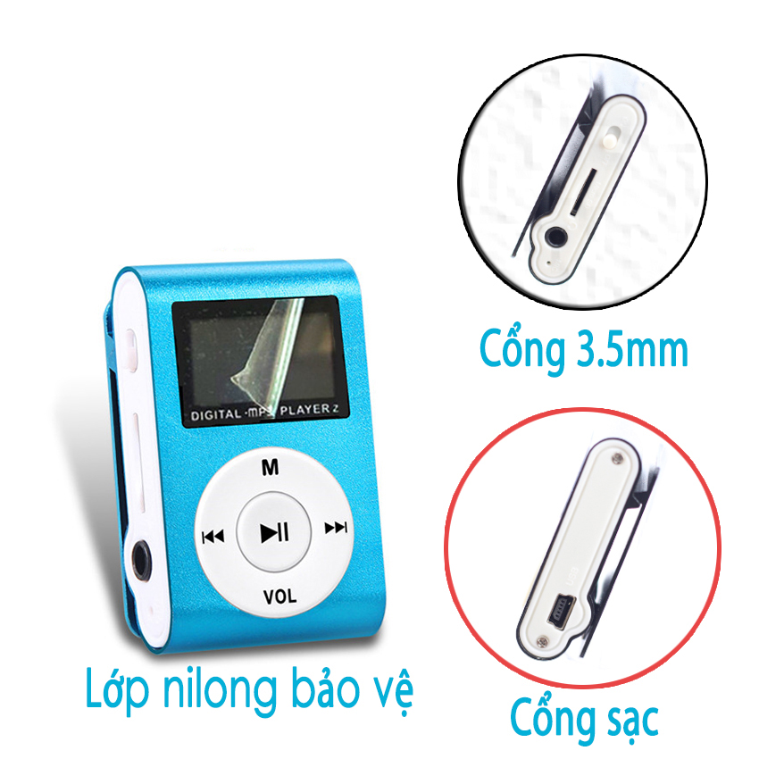 Máy Nghe Nhạc Mp3 MINI có màn hình kẹp gắn quần áo