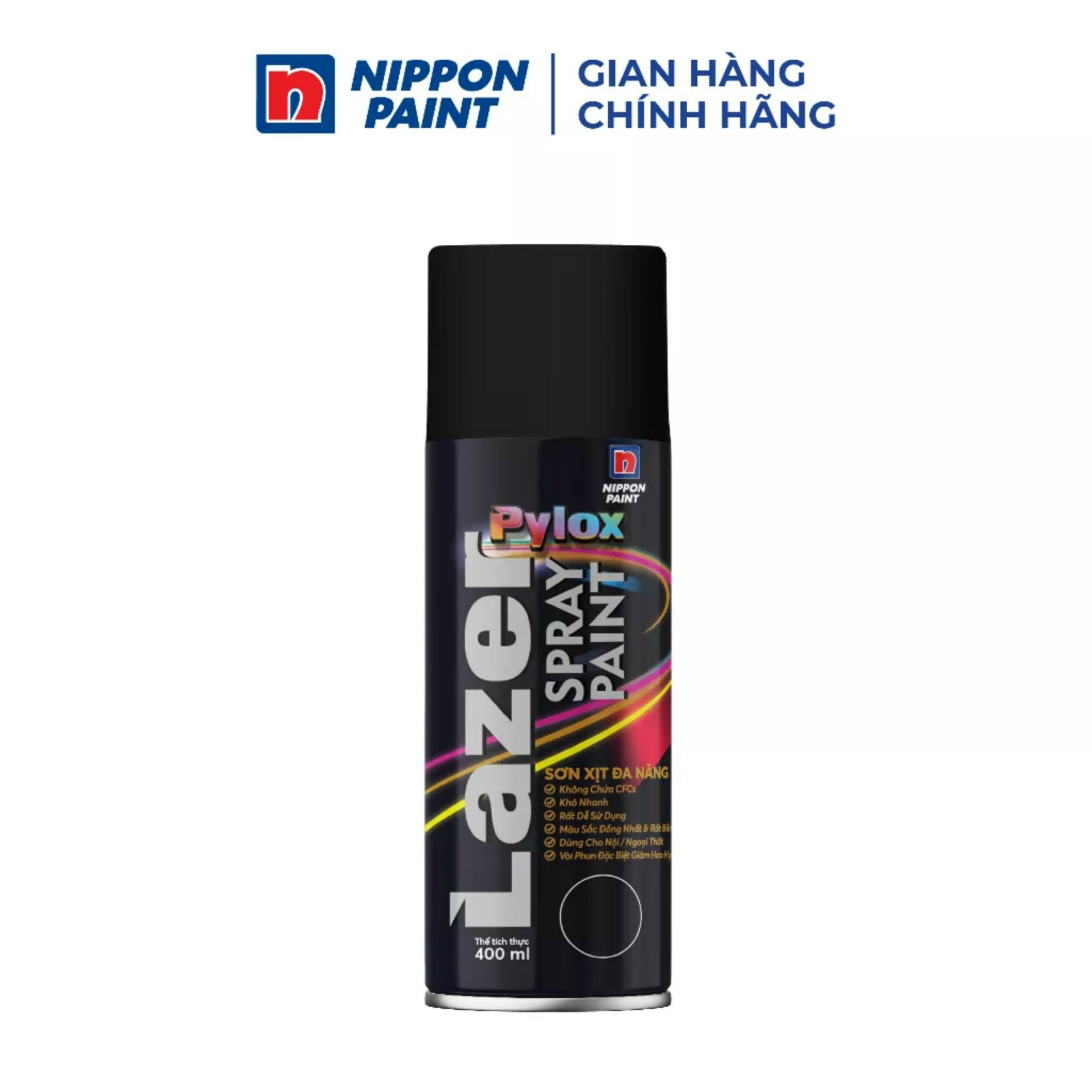 Sơn xịt Nippon Pylox Lazer màu Đen Mờ 400ML