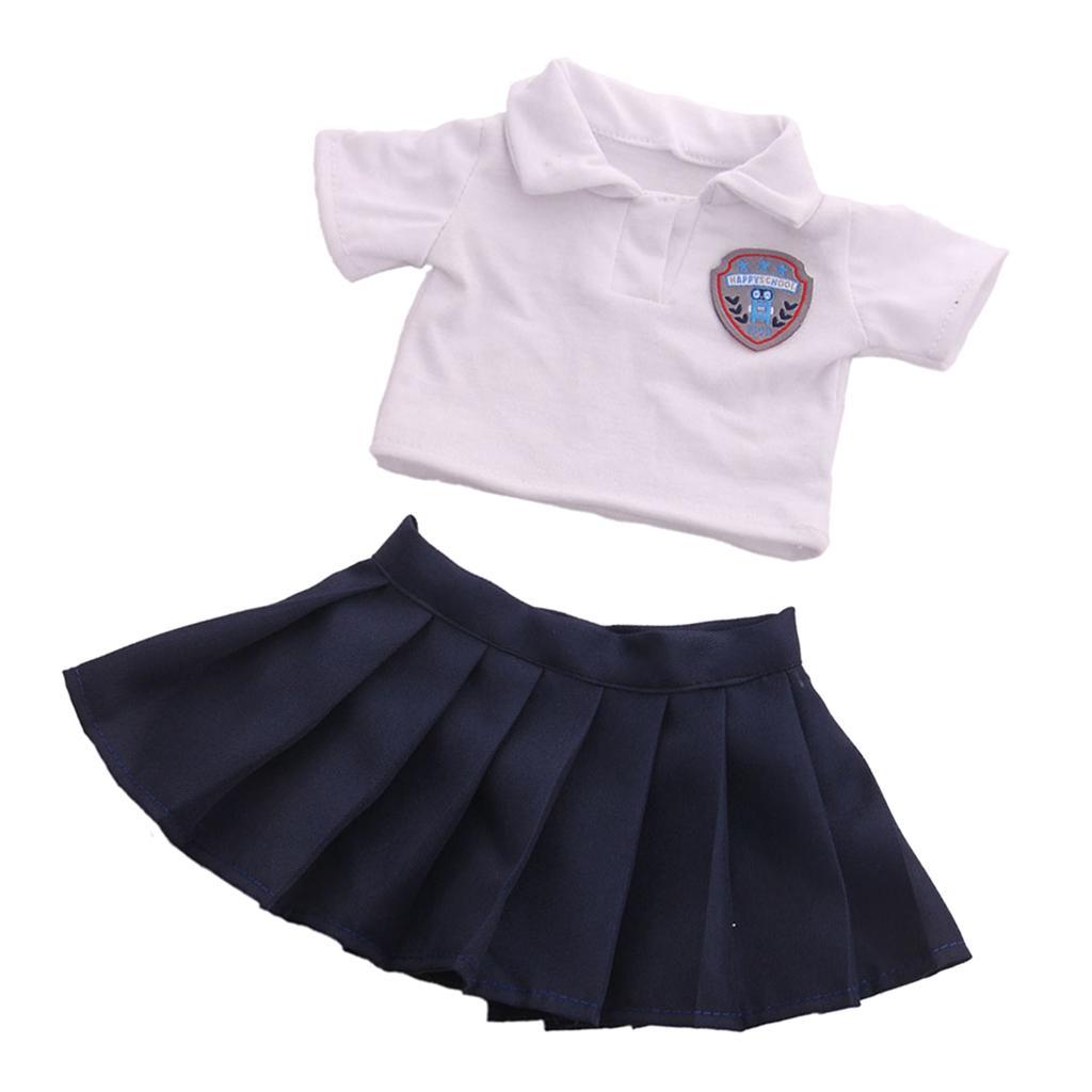 2Pcs Fashion Handmade Doll School Uniform Set for 18inch Girl Doll Accs