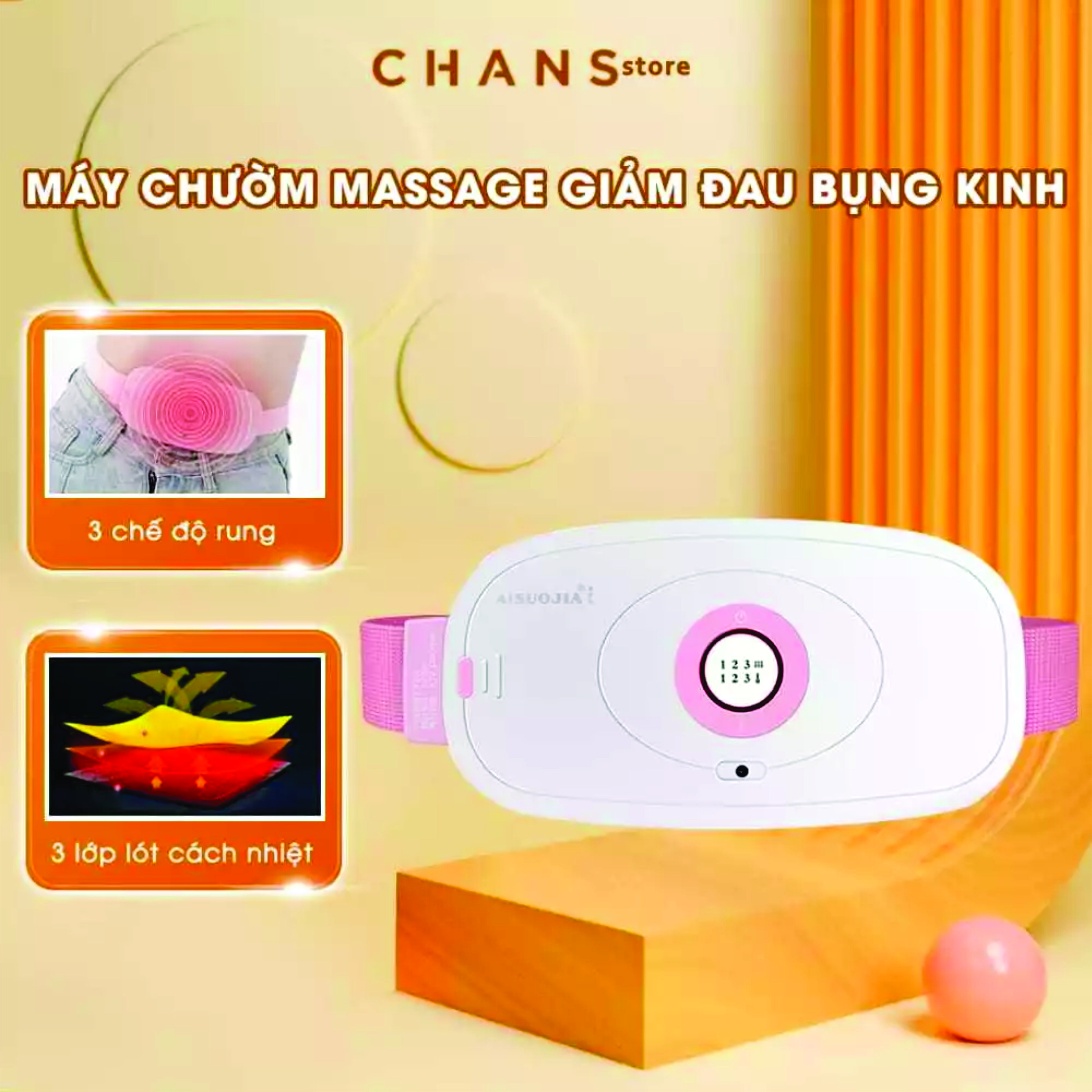 Đai Masage Bụng Kinh Nguyệt, Đai chườm nóng Puha giảm đau bụng kinh chườm bụng kinh kết hợp massage bụng