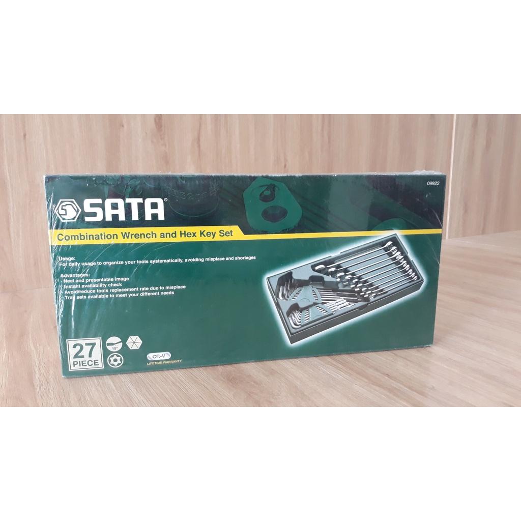 Bộ khay cờ lê vòng miệng 27 chi tiết & bộ lục giác SATA 09922