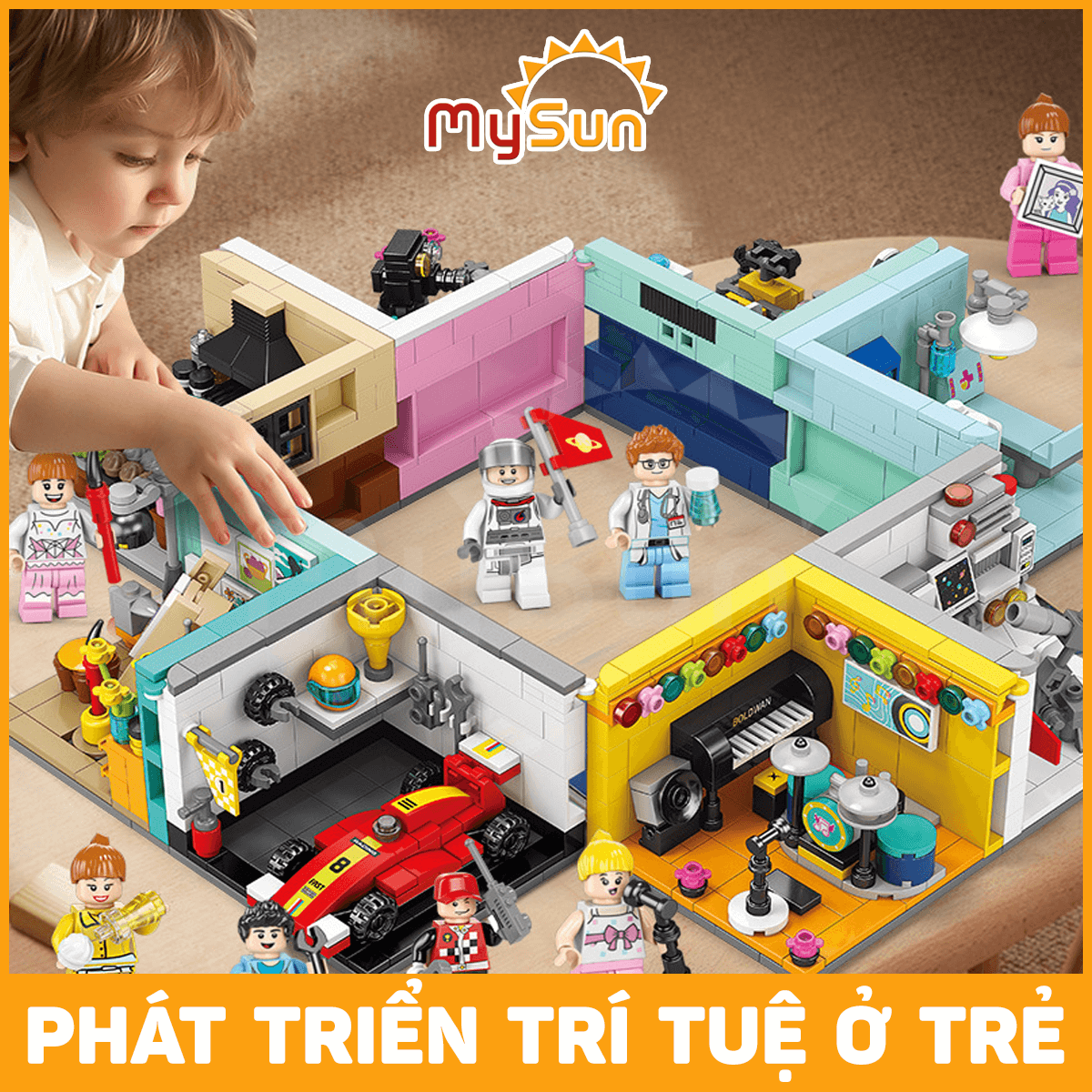 Xếp mô hình lắp ráp nhà căn phòng bác sỹ, phi hành gia, hoạ sỹ đồ chơi nghề nghiệp cho bé