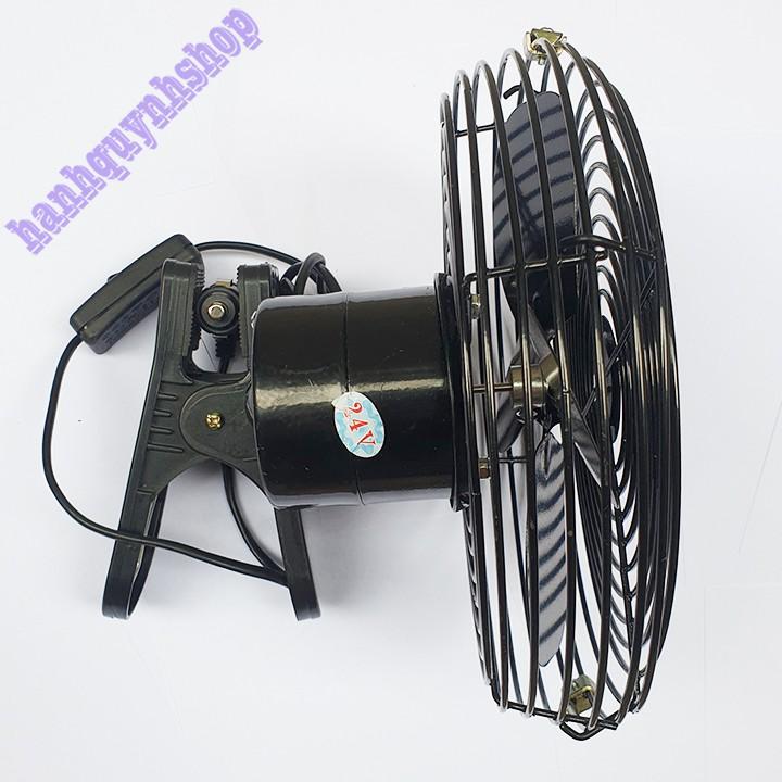 Quạt Kẹp Lồng Sắt Cánh Sắt 22cm Màu Đen Kẹp Trên Ô Tô Xe Hơi