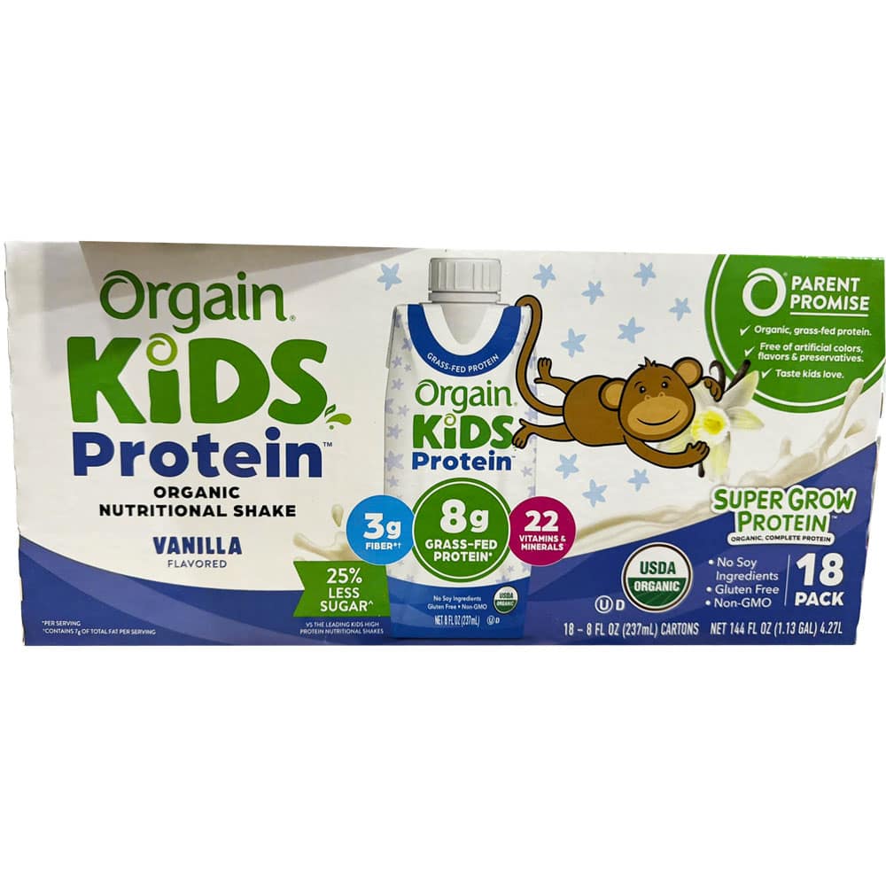[Date 05/26 ] Thùng 18 Hộp Sữa nước Protein hữu cơ Orgain Kids Protein Vị Vani 237ml x 18