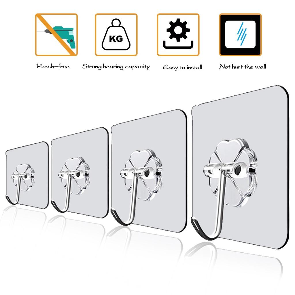 Set 5 móc treo đồ dán tường trong suốt chịu lực tốt tiện dụng cho nhà bếp/phòng tắm