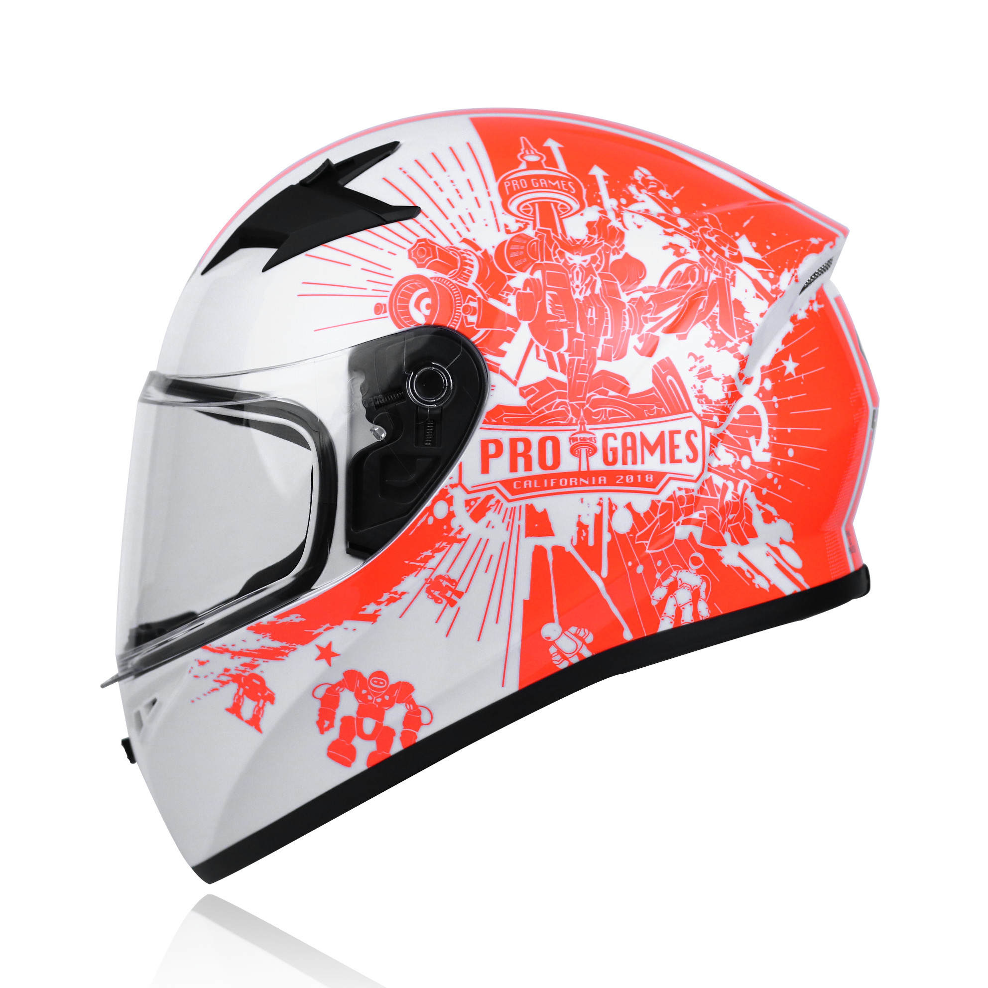 Mũ bảo hiểm Fullface YOHE 978 STORM - 27# Glossy P.White Fluo Blue/Fluo Orange - M