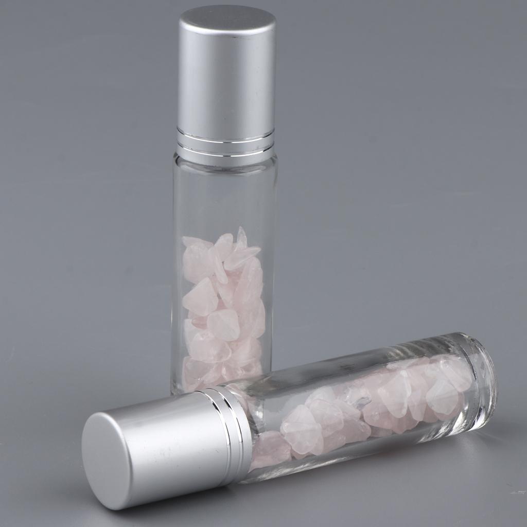 4 Pieces 10ml Empty Glass Oils Perfume Aromatherapy Roll-on Bottles Pink+Purple
