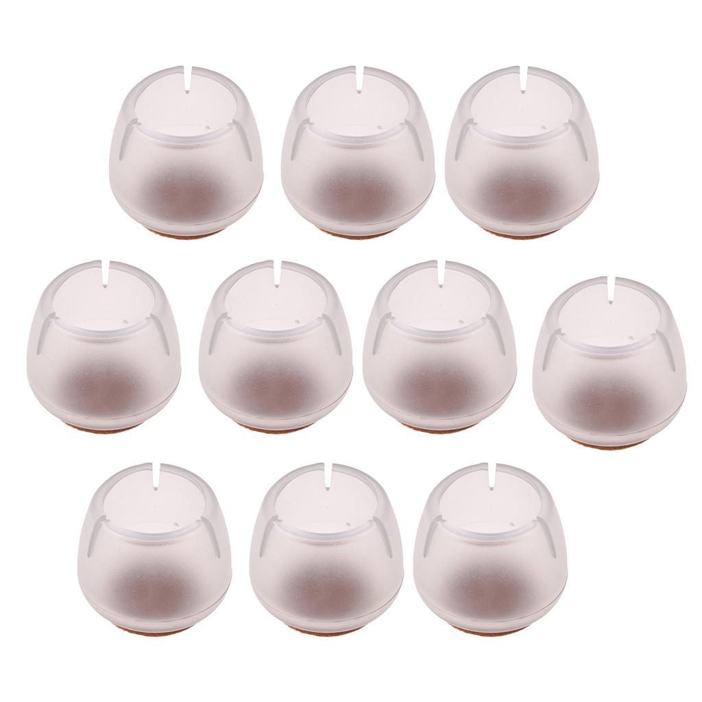 30 Pieces Chair Leg Caps, Transparent Clear Silicone Table Furniture Leg Feet Tips Covers Wood Floor Protectors, Felt Pads