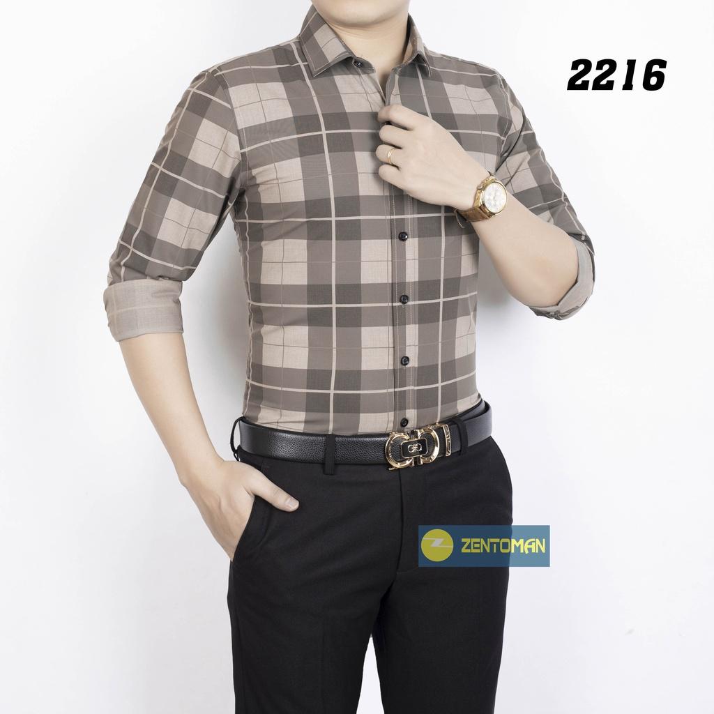Áo sơ mi nam trung niên ZENTOMAN dài tay kẻ công sở mềm mịn thoáng mát form rộng 2216