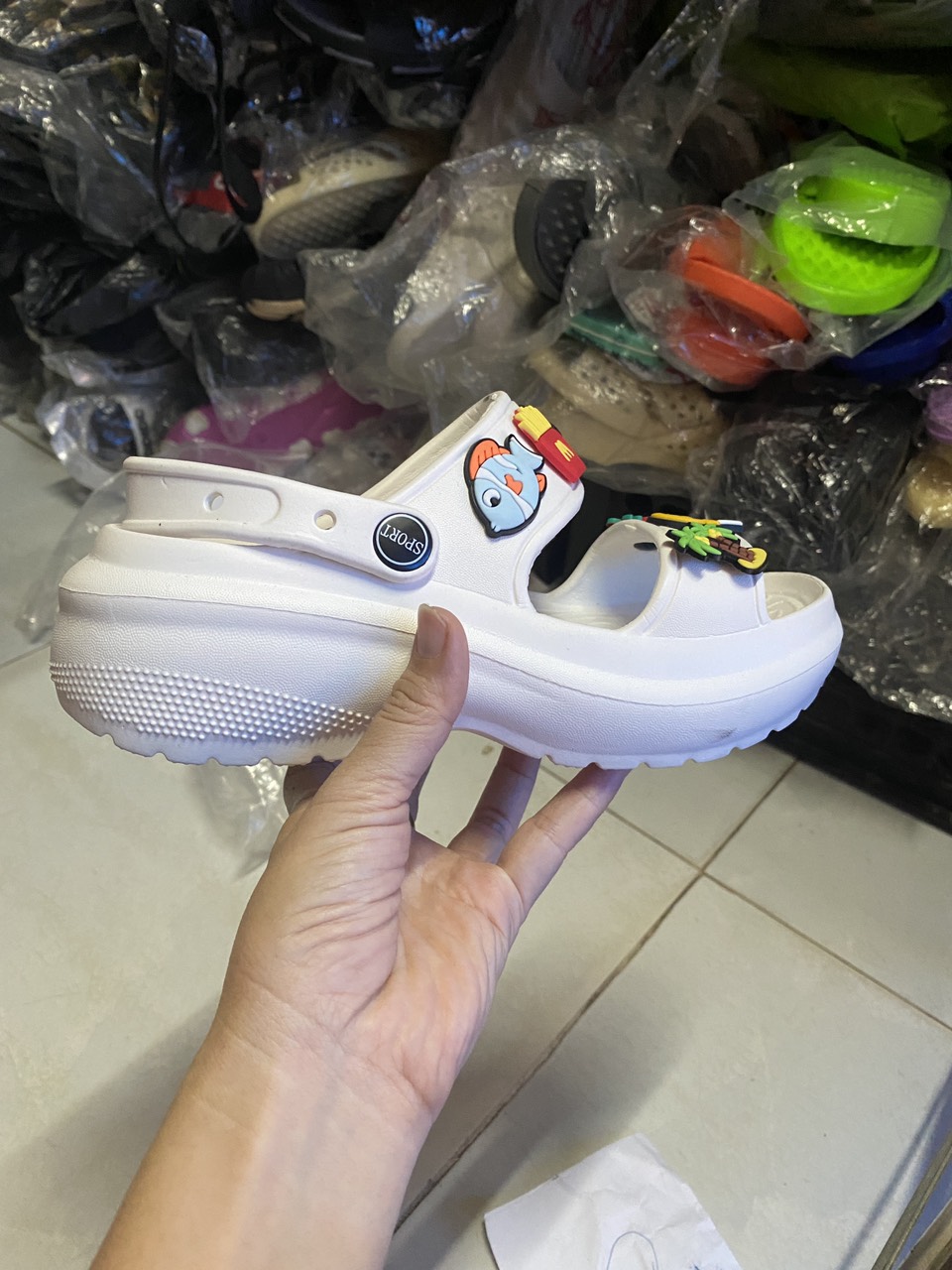 GIÀY SANDAL ĐẾ CAO 5CM SIÊU NHẸ 2 DÂY NỮ NHIỀU MÀU ĐẸP SIZE 36-40 KÈM STICKER ĐẸP