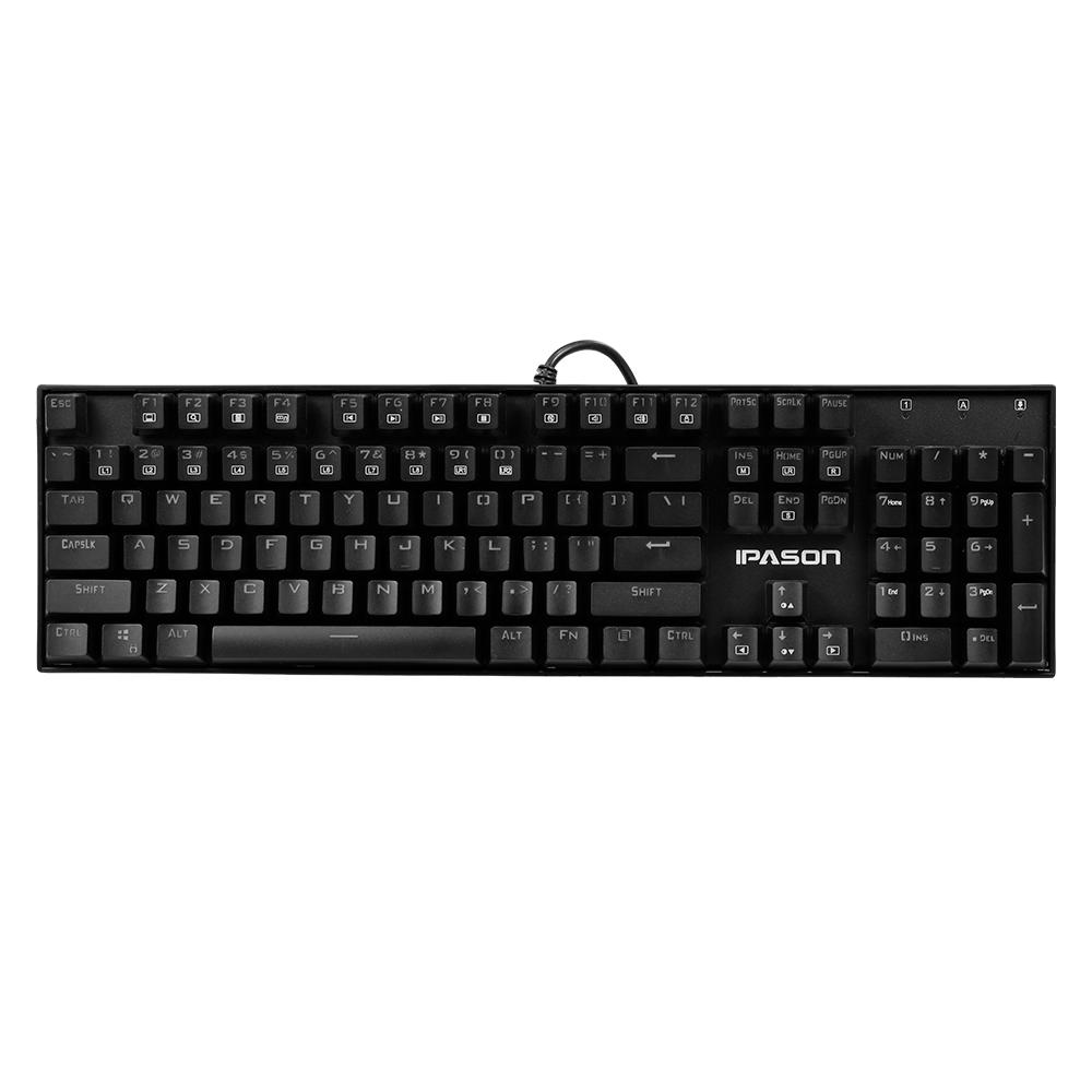 Bàn phím cơ IPASON chơi game kim loại 104 phím Màu xanh lam có đèn nền Rollover N-key dành cho văn phòng và trò chơi