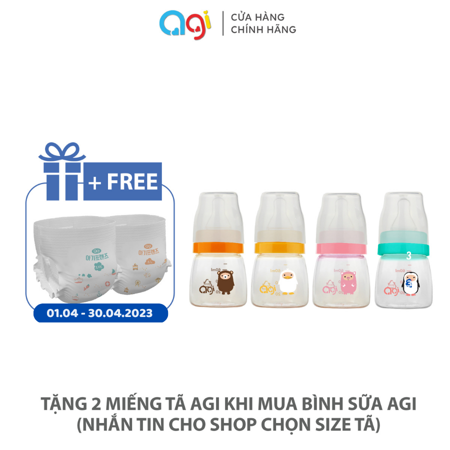 Bình sữa cổ hẹp PP Agi 60ml